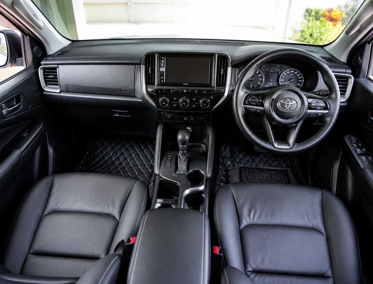 Upgraded car interior with leather seats and 7D mats
